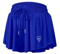 JoyGirl Womens Flowy Running Shorts 2 in 1 Gym Shorts (Blue,S)