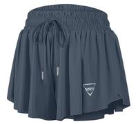 JoyGirl Womens Flowy Running Shorts 2 in 1 Gym Shorts (Grey,L)