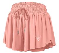 JoyGirl Womens Flowy Running Shorts 2 in 1 Gym Shorts (Pink,2XL)