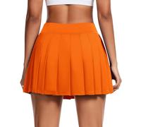 JoyGirl Womens Pleated Tennis Skirt with Shorts Golf Skirts High Waisted Athletic Mini Skirt Workout Skorts with Pockets, Orange, XXL