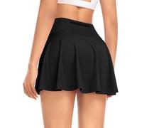 JoyGirl Womens Pleated Tennis Skirt with Shorts High Waisted Athletic Golf Skort with Pockets School Mini Skirts (Black,L)