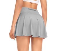 JoyGirl Womens Pleated Tennis Skirt with Shorts High Waisted Athletic Golf Skort with Pockets School Mini Skirts (Grey,S)