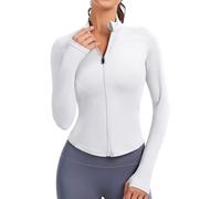 JoyGirl Womens Running Jacket Zip Up Yoga Gym Sports Top (White, L)