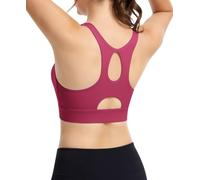 JoyGirl Zip Front Sports Bras Women High Impact Support Bra (Ripe Raspberry-1,XL)