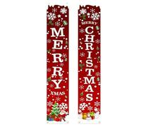 Joygoodta 1 Pair Christmas Door Banner 5.9FT Outdoor Christmas Decorations Hanging Porch Door Sign Welcome Banner for Home Yard Holiday