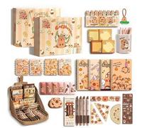 Joygoodta 1 Set Capybara School Supplies Cute Stationary Set with Pencil Case Gel Pen Correction Tape Ruler Kit Sticker Notebooks Kawaii Christmas Gifts