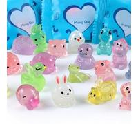 Joygoodta 100Pcs Mini Resin Animals Glow in The Dark Figurines, Cute Collectible Tiny Figurines for Fairy Gardens, DIY Crafts, Party Favors