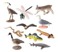 Joygoodta 10PCS/Set Animal Figures Realistic North American Lake Plastic Animal Figurines Educational for Kids Boys Girls