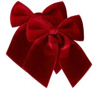 Joygoodta 2Pcs Christmas Bows 10in Pre-Formed Elegant Velvet Bows Christmas Tree Ornaments for Tree Wreath Garland Swag Staircase Fireplace Car, Claret