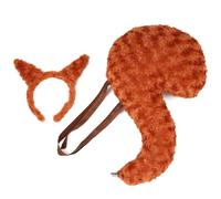 Joygoodta 2Pcs Ears Tail Set, Squirrel's Tail & Animal Ears Headband Set, Soft Plush Brown Chipmunk Headband with Fluffy Tails for Halloween Costume Accessories, Large