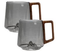 Joygoodta 2Pcs Glass Mugs with Handles, 450ml/15oz Creative Mountain Whiskey Glass Clear Coffee Mug for Men Women
