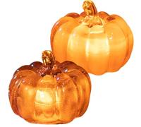 Joygoodta 2Pcs Light up Pumpkins 2.8" LED Illuminated Lighted Pumpkin Warm Halloween Decorations for Autumn Indoor Home Table Decor Light Up Pumpkins