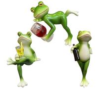 Joygoodta 3Pcs Frog Figurines Flower Pot Hugger, Cute Cartoon Resin Frog Statue Planter Decorations for Pots Home Garden Statue