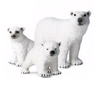 Joygoodta 3Pcs Polar Bear, Realistic Arctic Animals Figurines, Polar Bear Figurine Model Educational Learning Toys Birthday Cake Topper Animals Toys for Kids Boys