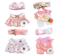 Joygoodta 4 Set Clothes for Stuffed Animals, 12-inch Plush Duck Baby Doll Clothes, Kawaii DIY Outfits Watermelon Bunny Bear Theme for Girls