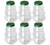 Joygoodta 6Pcs Christmas Tree Candy Jar, 500ml Clear Plastic Jars with Lids, Empty Storage Containers for Sweets, Candy, Supplements, Favors