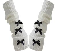 Joygoodta Arm Warmers 17 x 3 Inch Cute Bow White Arm Warmers Half Finger Women Long Sleeve White Wrist Knit Sleeves Gifts