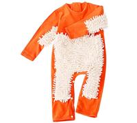 Joygoodta Baby Mop Outfit Crawling, Chenille and Cotton Baby at Work Mop Outfit, Funny Long Sleeve Romper with Crotch Button, Zippered Toddler Jumpsuit for Girls Boys Crawlin