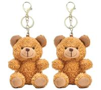Joygoodta Bear Keychain, 2Pcs Teddy Bear Keychain, Cute Stuffed Animal, Portable Plush Bag Charm Keychains for Girlfriend, Kids, Baby