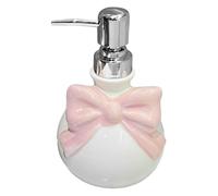 Joygoodta Bow Soap Dispenser, 350ml/12oz Cute Ceramic Soap Dispenser with Silver Pump Hand Lotion Liquid Refillable for Bathroom Kitchen Decor Small