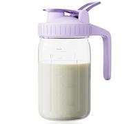 Joygoodta Breast Milk Storage Bottles 32oz Leakproof Breast Milk Pitcher with Handle Easy Pouring Glass Breastmilk Storage Bottles for Fridge, Purple