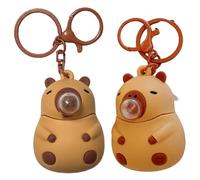 Joygoodta Capybara Bag Charm, 2Pcs Capybara Keychain, Squeeze to Blow Bubbles Silicone Car Accessories Hanging Figurine Bag Charm Cute Key Chain for Women, Men, Teens