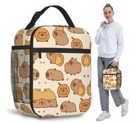 Joygoodta Capybara Lunch Bag Cartoon Insulated Lunch Bag with Multi-Pocket and Handle Waterproof Capybara Lunchbox for School Office Travel Picnic Beach Style 1 Cartoon Box