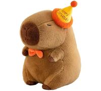 Joygoodta Capybara Plush 7x10 inch Kawaii Capybara Stuffed Animal with Happy Hat & Orange Tie for Kids Adults Birthday Plush