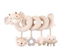 Joygoodta Carseat Toy Organic Cotton Spiral Car Seat Toys For Babies, Beige | With The Bell, Rubber Toy, BB Sound, And The Bell-shaped pendant, Fit For Car Seats/cribs, Infant-friendly