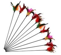 Joygoodta Cat Teaser, 10Pcs Cat Teaser, 22 Inch PVC Wand Toy with Plumage, Interactive Stress Relief Wand, Flexible Toys for Indoor Cats, Gifts for