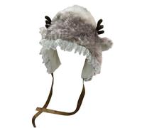 Joygoodta Deer Hat Christmas Kawaii Hat Elk Beanies with Lace Trim Soft Thicken Headwear Therian Stuff Y2k Accessories, Kawaii