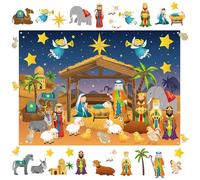 Joygoodta Felt Story Board, Christmas Nnativity Scene Felt Board for Kids, Birth of Jesus Crafts Kit Xmas Religious Wall Decor Ornaments Nativity for Toddlers