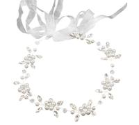 Joygoodta Flower Girl Headpiece, Elegant Pearl Headband with Ribbon, Silver Flower Girl Hair Accessory for Birthday, Party, First Communion, Wedding Crown