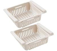 Joygoodta Fridge Drawer, 2PCS Adjustable Under Shelf Basket, Pull out Refrigerator Drawer, Space-saving Under Shelf for Egg Fruit Vegetable Seafood