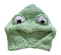 Joygoodta Frog Mask Hat, Frog Mask Hat Hand Crochet Full Face Cover Knit Cap with Neck Warmer Cute Winter Warm for Women, Green