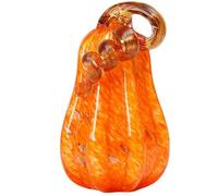 Joygoodta Glass Pumpkin, 4.3x4.3x7.7 Blown Glass Decor, Orange Pumpkins for Decorating Halloween Fall Harvest Thanksgiving Table Centerpieces Pumpkin