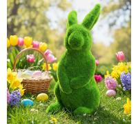 Joygoodta Green Flocked Standing Bunny, 13" Easter Moss Bunny Figurine Resin Rabbit Animals Statue for Easter Home Table Ornament Garden Decoration Party Favor