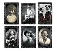 Joygoodta Halloween Picture Frames 6PCS 3D Changing Face Portraits Halloween Scary Decorations Horror Pictures Animatronics for Haunted House Bar Decor Props