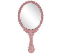 Joygoodta Handheld Mirror, 9.8x4.5 Inch Oval Shape Vintage Hand Mirror with Embossed Decorative Handle and Hanging Hole for Girls and Ladies Cute Hand