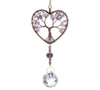 Joygoodta Hanging Crystal Tree, 5" Nature Tree Shaped Crystal Ball Prism Drop Pendant Shining Purple Sun Catcher Hanging Ornament Decor for Window, Car, Home