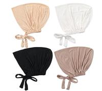 Joygoodta Hijab Undercap 4PCS Non Slip Hijab Cap Breathable Adjustable Underscarf with Tie-Back Closure Cap for Women Undercap