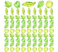Joygoodta Leaf Beads, 150Pcs Green Leaf Beads, Transparent Acrylic Tiny Bead Caps for Jewelry Making DIY Spring Crafts Earring Bracelet