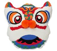 Joygoodta Lions Dance Pillow, Red Lions Head Throw Pillow Chinese New Year Decorations with Wealth and Lucky Design, for Home Office Couch Sofa Bedding