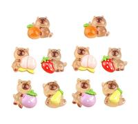 Joygoodta Mini Capybara Figures 10Pcs 5 Style Glow in the Dark Mini Capybara DIY Decorative Resin Animals for Micro Landscape, Dollhouse, Bonsai