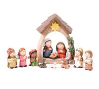 Joygoodta Nativity Set, Christmas Nativity Set 12PCS/ LED Scene & Holy Family Figurine Including Baby Jesus, Mary and Joseph for Chistmas Tabletop Decor