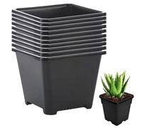 Joygoodta Plastic Flower Pots, 10 Pcs Square Planter 10cm Flexible Nursery Pots Reusable Seedling Starter Pot Garden Flower Planters for Plants, Transplanting, Succulents, Cuttings