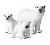 Joygoodta Polar Bear, 3PCS Polar Bear, Realistic Artic Animals Figurines, 3 Sizes Figurine Model Educational Learning Toys Birthday Cake Topper Animals Toys for Kids Boys Girls