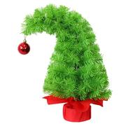 Joygoodta Small Christmas Tree 18x10in Bendable Artificial Christmas Tree with Red Ball & Stand Whimsical Cozy for Home Office Cafe Holiday Table Decorations