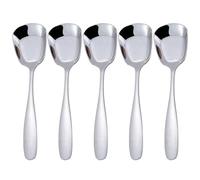 Joygoodta Square Head Stainless Steel Spoons, 5Pcs Thick Heavy Korean Style Soup Spoons, Large Handle Ice Cream Dessert Spoon, 17x4.4 cm