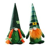 Joygoodta St Patrick's Day Gnomes Decoration, 2Pcs Green Shamrock Dwarf Ornament, Leprechaun Dwarf for Irish Decor
